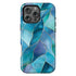 Custom Initials Blue Abstract Stained Glass iPhone Case